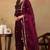 Purple embroidered silk blend stitched readymade suit