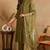 Olive embroidered silk blend stitched readymade suit