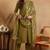 Olive embroidered silk blend stitched readymade suit