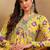 Yellow printed georgette stitched readymade suit