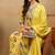 Yellow printed georgette stitched readymade suit
