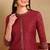Red embroidered silk blend stitched readymade suit