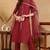 Red embroidered silk blend stitched readymade suit