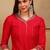 Red embroidered silk blend stitched readymade suit