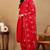 Red embroidered silk blend stitched readymade suit