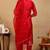 Red embroidered silk blend stitched readymade suit