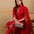 Red embroidered silk blend stitched readymade suit