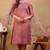 Mauve embroidered organza stitched readymade suit