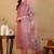 Mauve embroidered organza stitched readymade suit