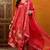 Red printed silk blend stitched readymade suit