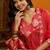 Red printed silk blend stitched readymade suit