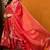 Red printed silk blend stitched readymade suit