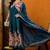 Blue printed silk blend stitched readymade suit