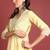 Yellow embroidered organza stitched readymade suit