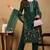 Olive embroidered silk blend stitched readymade suit