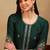 Olive embroidered silk blend stitched readymade suit