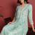 Sea green embroidered organza stitched readymade suit