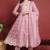 Pink embroidered organza stitched readymade suit