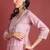 Pink embroidered organza stitched readymade suit