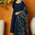 Blue embroidered silk blend stitched readymade suit