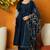 Blue embroidered silk blend stitched readymade suit