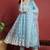 Blue embroidered organza stitched readymade suit