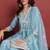 Blue embroidered organza stitched readymade suit