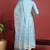 Blue embroidered organza stitched readymade suit