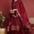 Maroon printed silk blend stitched readymade suit