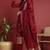 Maroon printed silk blend stitched readymade suit