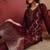 Burgundy printed silk blend stitched readymade suit