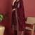 Burgundy printed silk blend stitched readymade suit