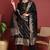 Black printed silk blend stitched readymade suit