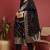 Black printed silk blend stitched readymade suit