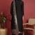 Black printed silk blend stitched readymade suit
