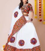 White Navratri Special Traditional Semi-Stitched Lehenga Choli