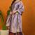 Lavender printed silk blend stitched readymade suit