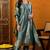 Teal printed silk blend stitched readymade suit