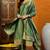 Green printed silk blend stitched readymade suit