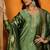 Green printed silk blend stitched readymade suit