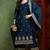 Blue embroidered silk blend stitched readymade suit