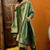 Green printed silk blend stitched readymade suit