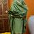 Green printed silk blend stitched readymade suit