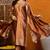 Brown printed silk blend stitched readymade suit
