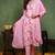 Pink printed blended cotton stitched readymade suit