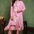 Pink printed blended cotton stitched readymade suit