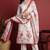 White printed blended cotton stitched readymade suit