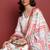 White printed blended cotton stitched readymade suit