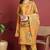 Mustard printed silk blend stitched readymade suit