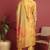 Mustard printed silk blend stitched readymade suit